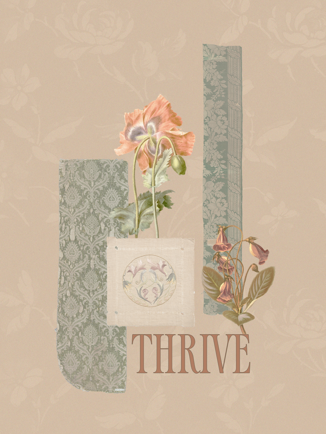 Vintage botanical Thrive artwork